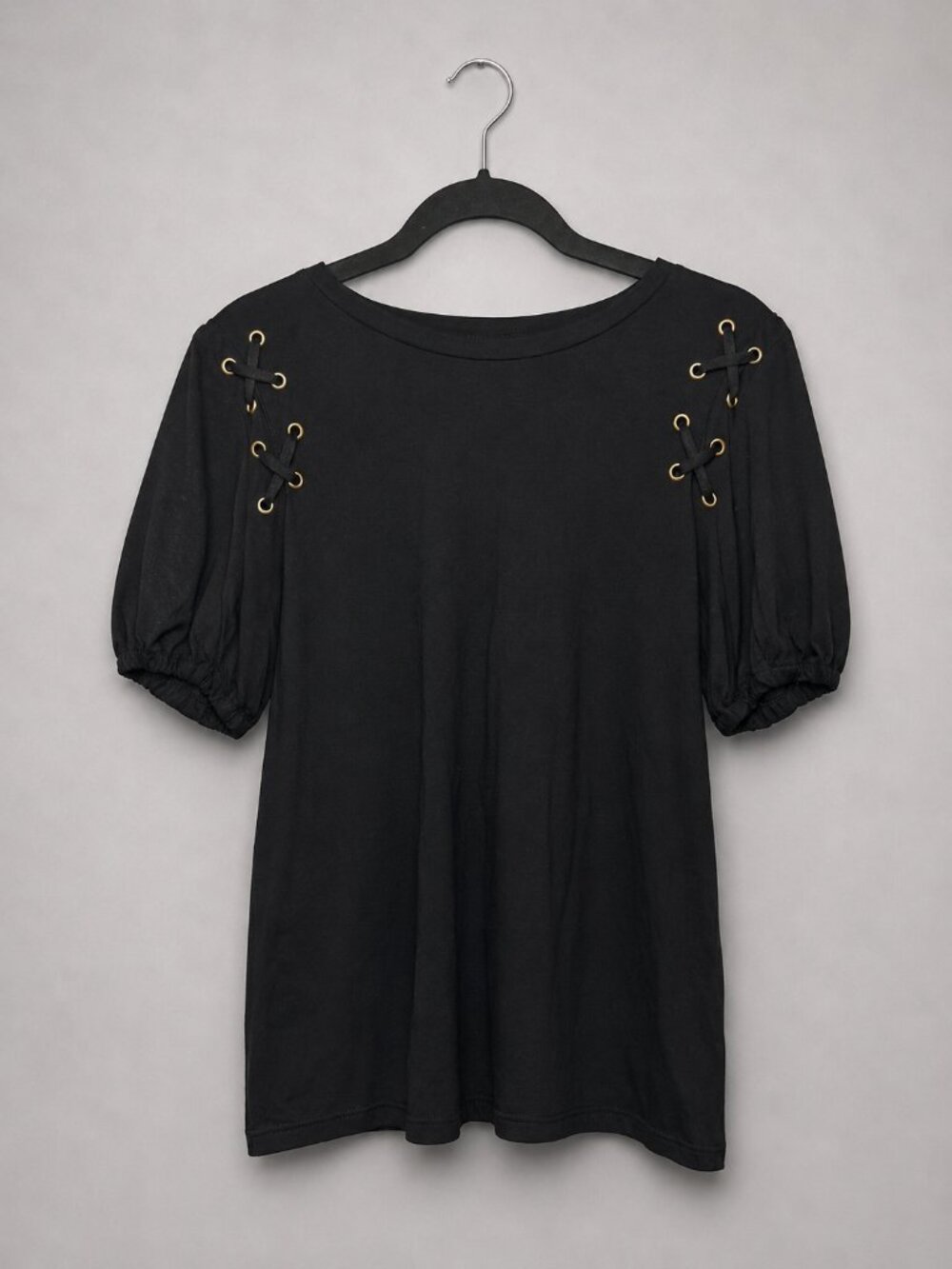 Michael Kors Black Lace-Up Shoulder Top